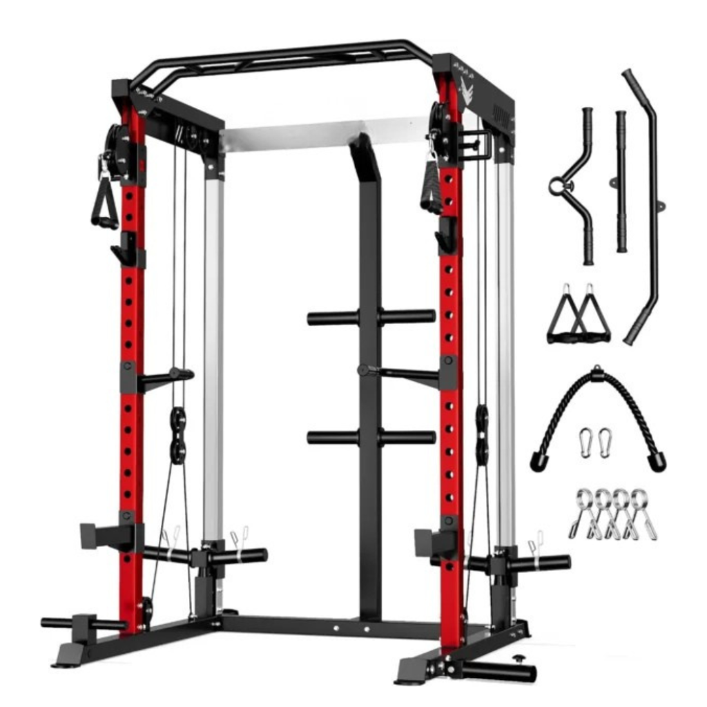 Multi-Function Power Cage | 2000lbs Squat Rack with Independent Dual Pulley System